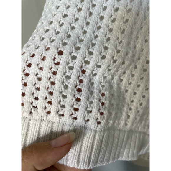 Jeanne Pierre 100% Cotton White Knit Sweater Size L - Picture 4 of 6